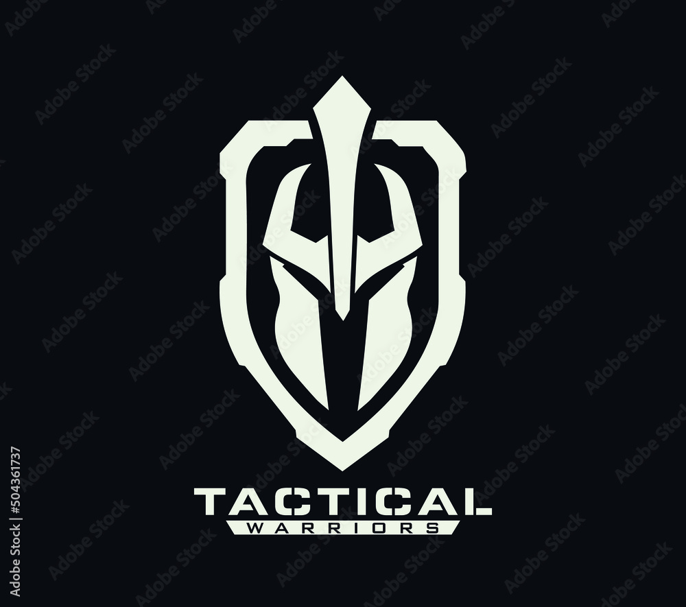 spartan shield white logo icon designs vector illustration