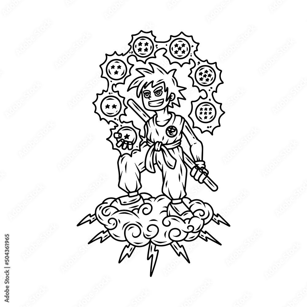 Obraz premium A boy with thunder illustration.