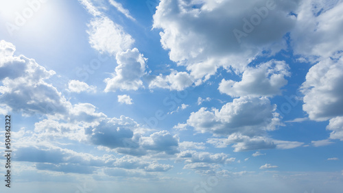 Fototapeta Naklejka Na Ścianę i Meble -  Blue sky with clouds at beautiful sunny day as natural background.