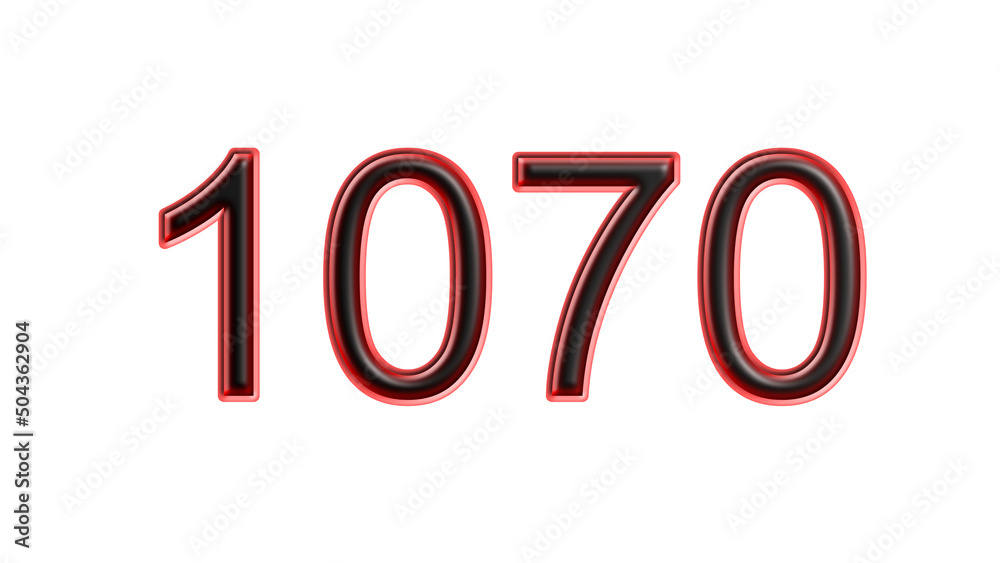red 1070 number 3d effect white background red 1070 number 3d effect white background