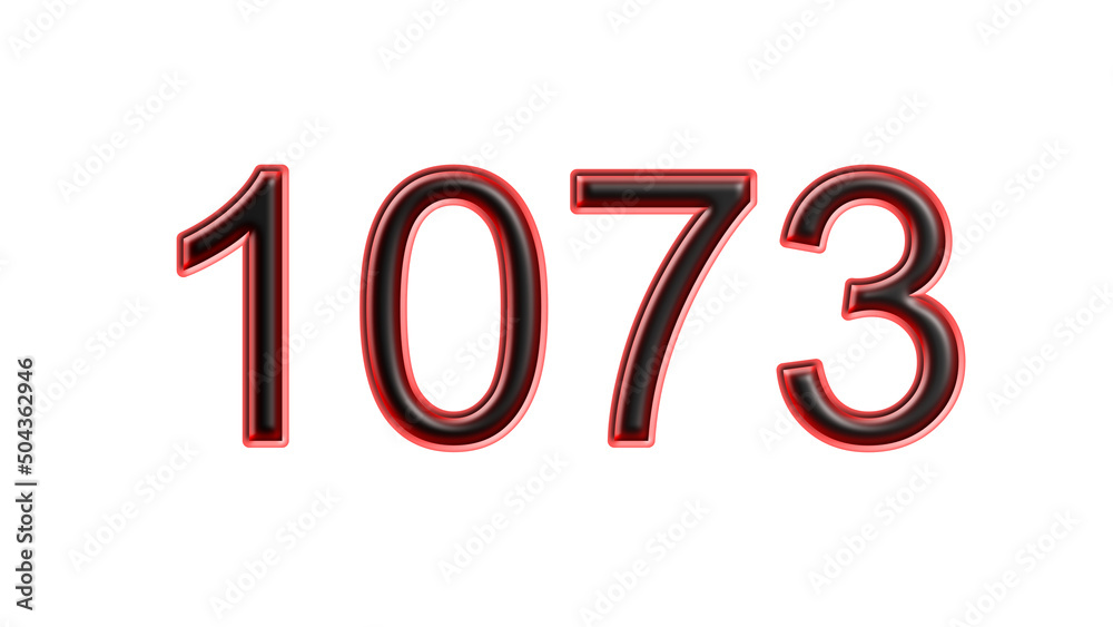 red 1073 number 3d effect white background red 1073 number 3d effect white background