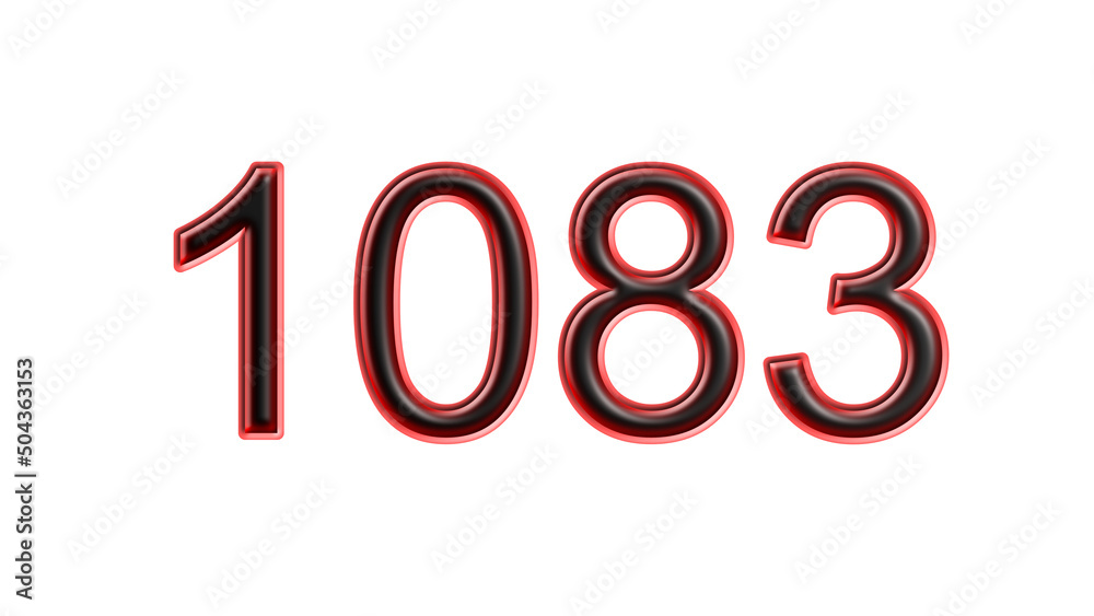 red 1083 number 3d effect white background red 1083 number 3d effect white background