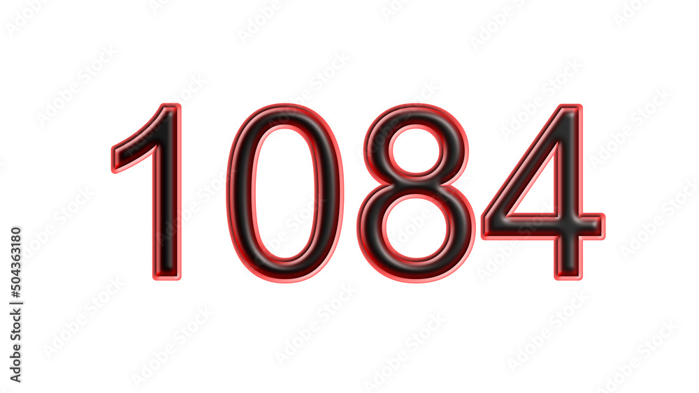 red 1084 number 3d effect white background red 1084 number 3d effect white background