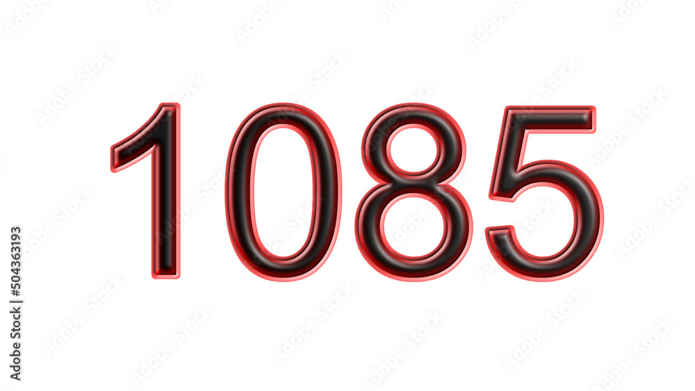 red 1085 number 3d effect white background red 1085 number 3d effect white background