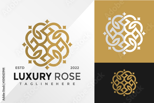 Luxury Rose Elegant Logo Design Vector illustration template