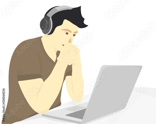 man with laptop and headphone
