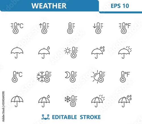 Weather Icons - Forecast  Thermometer  Temperature  Umbrella  Rain  Raining