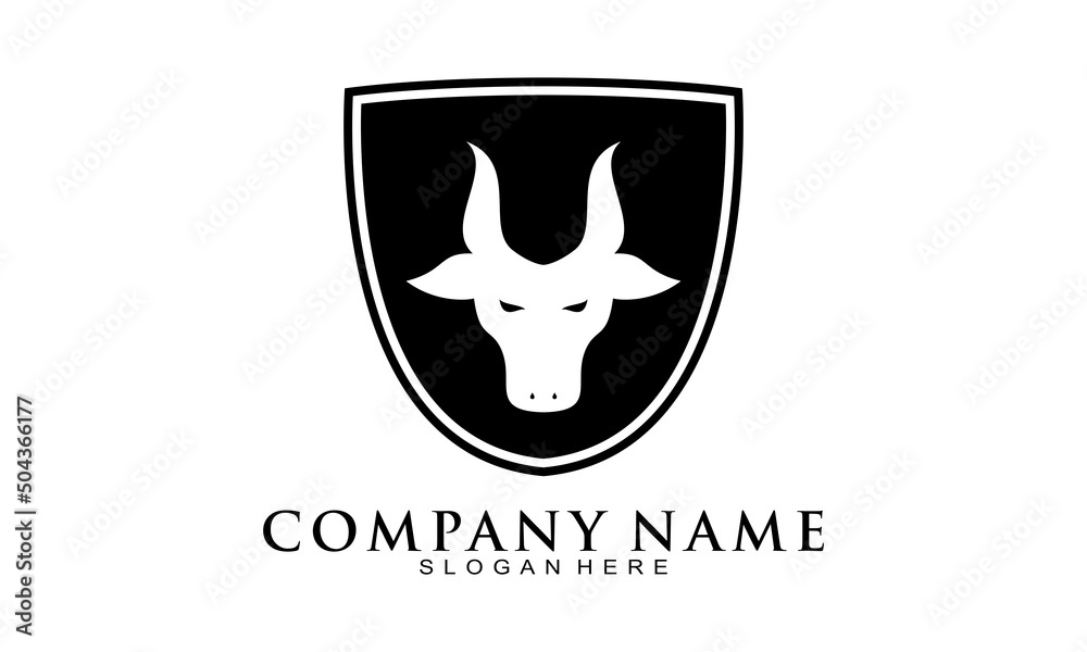 Obraz premium Bull shield modern vector logo