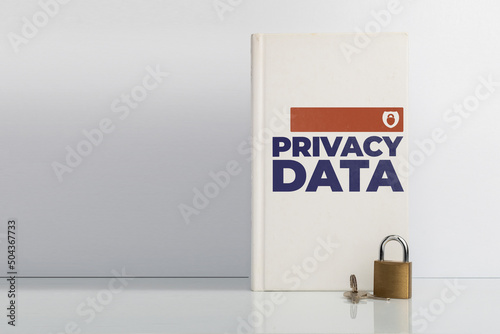 Privacy data protection concept, a lock in front of a book with the text: Privacy Data on its cover