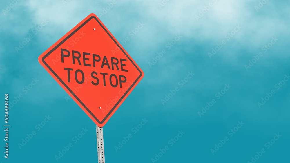 3D Illustration of Orange Prepare to Stop Directional Road Sign Isolated on Blue Sky Background with Clouds 3D Illustration of Orange Prepare to Stop Directional Road Sign Isolated on Blue Sky Background with Clouds