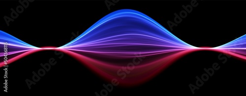 Blue and red abstract wave. Magic line design. Flow curve motion element. Neon gradient wavy illiustration.