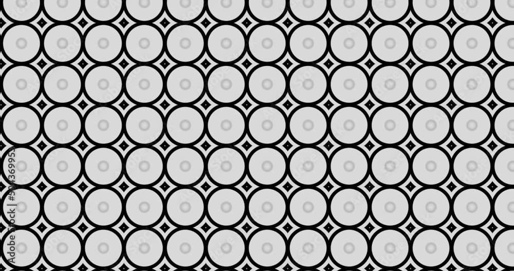 Fototapeta premium Render with black and gray decorative simple flat background made of circles and rhombuses