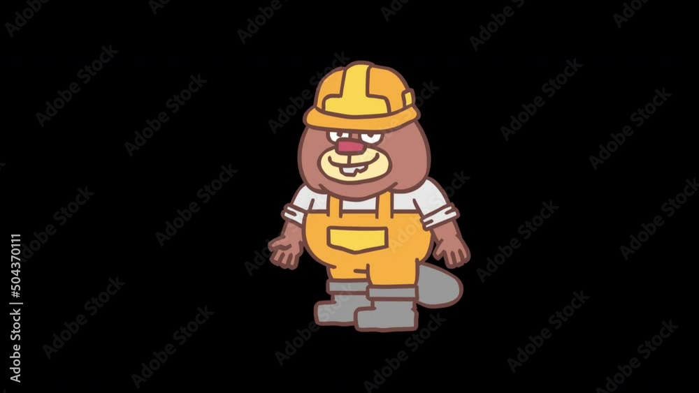 Beaver in helmet showing thumbs up and smiling. Frame by frame ...