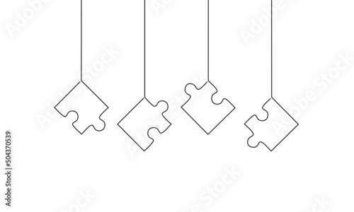 Continuous line drawing of puzzle, problem solving business, jigsaw, object one line, single line art, vector illustration