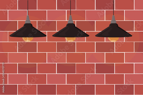 loft style lamp with brick wall isolated interior element vector