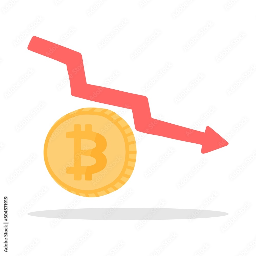 Vector, bitcoin price fall down causing investor huge loss, bitcoin price collapse, crypto crash, cryptocurrency falling down. Vector, bitcoin price fall down causing investor huge loss, bitcoin price collapse, crypto crash, cryptocurrency falling down.