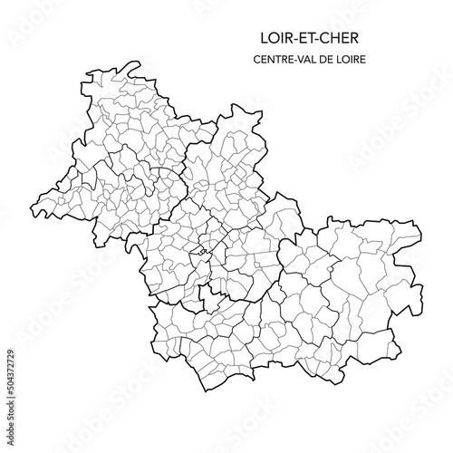 Vector Map of the Geopolitical Subdivisions of The D  partement Du Loir-et-Cher Including Arrondissements  Cantons and Municipalities as of 2022 - Centre-Val de Loire - France