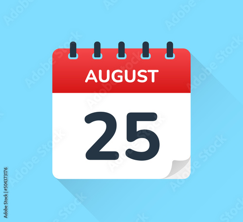 25 August - Calendar icon vector illustration.