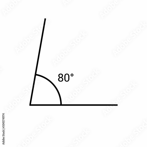 80 degree angle icon in mathematics