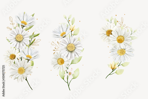 hand drawn daisy floral bouquet background design