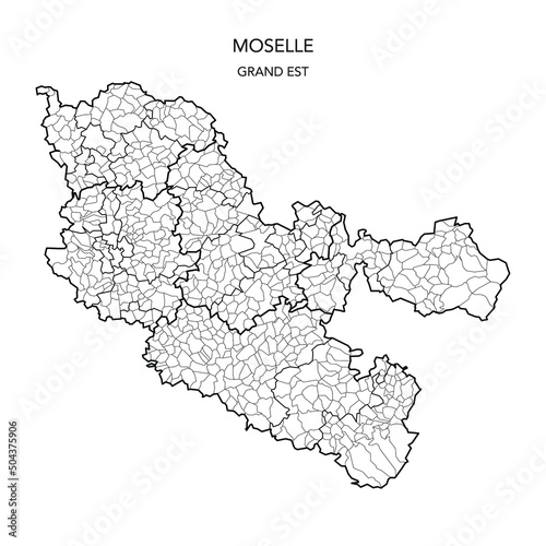 Vector Map of the Geopolitical Subdivisions of The Département De La Moselle Including Arrondissements, Cantons and Municipalities as of 2022 - Grand Est - France photo