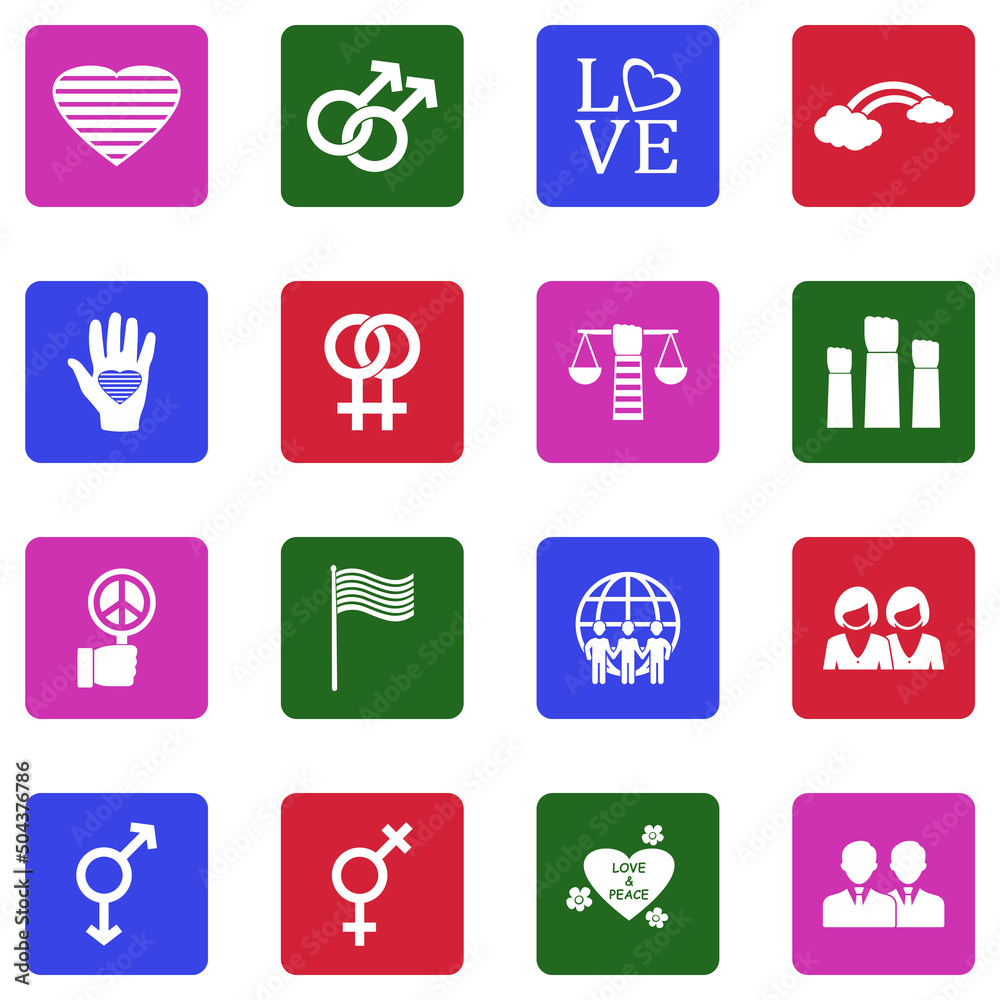 LGBT Icons. White Flat Design In Square. Vector Illustration. LGBT Icons. White Flat Design In Square. Vector Illustration.