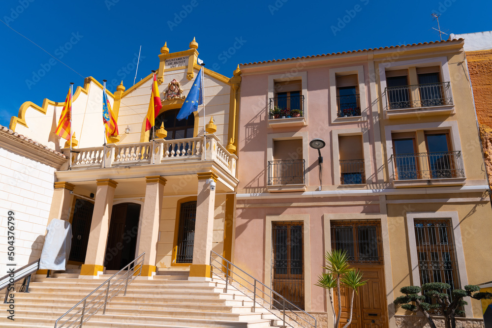 Busot Spain Town Hall building in historic village tourist attraction