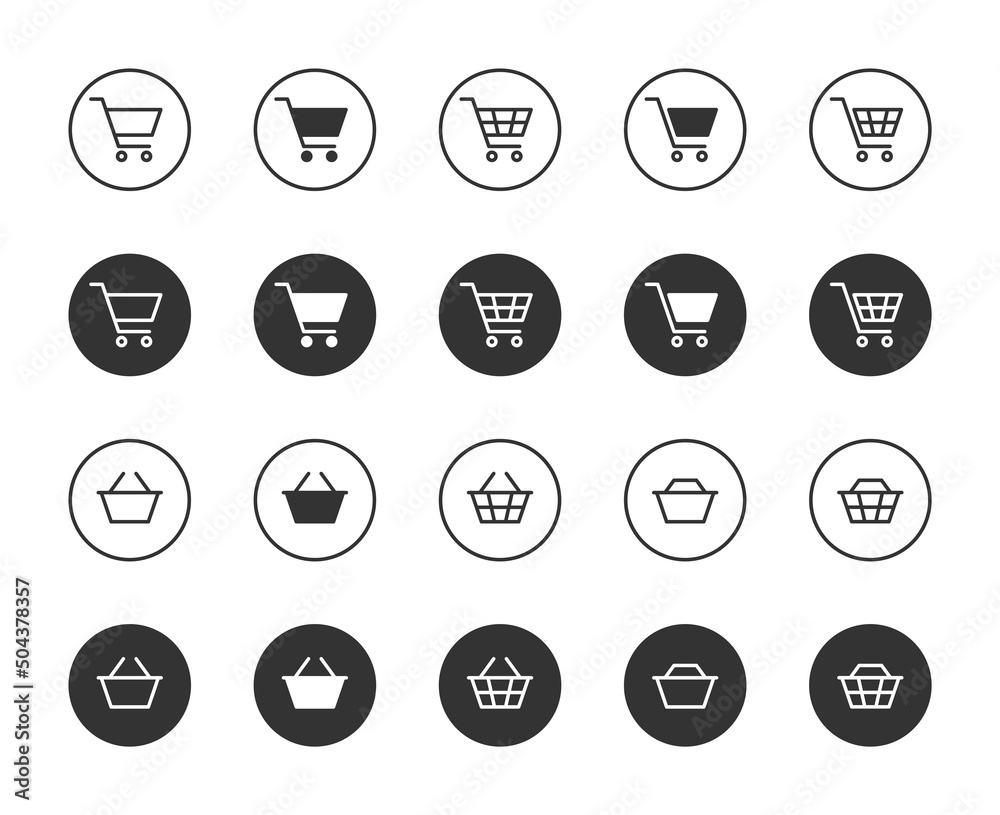 Set of shopping cart icons. Online store symbols. Vector illustration. Set of shopping cart icons. Online store symbols. Vector illustration.