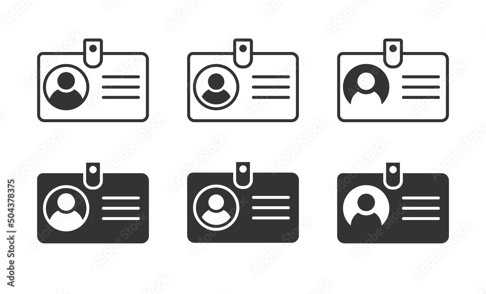 Id card icon set. Identification card symbol. Vector illustration. Id card icon set. Identification card symbol. Vector illustration.