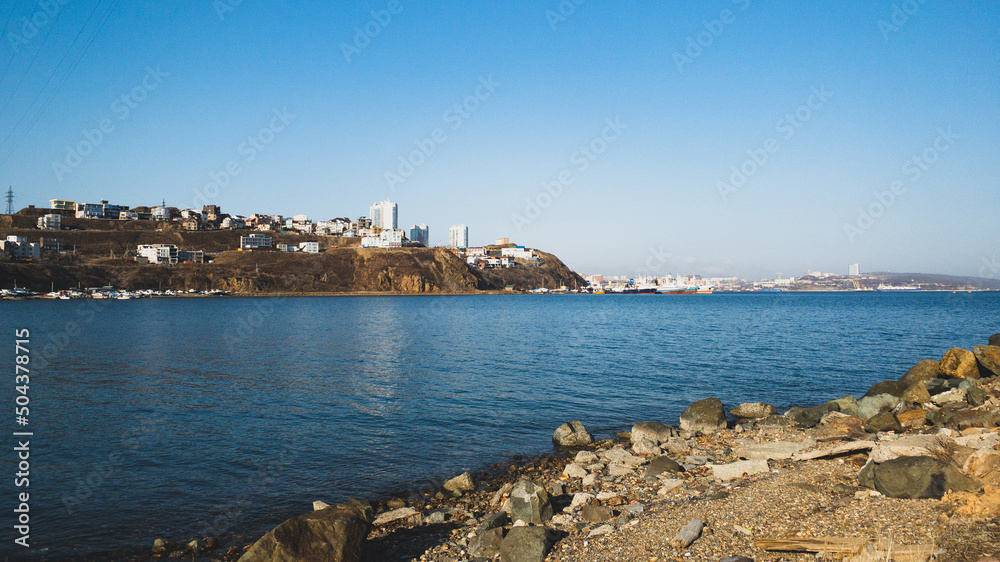 Seascape overlooking Cape Egersheld. Vladviostok, Russia