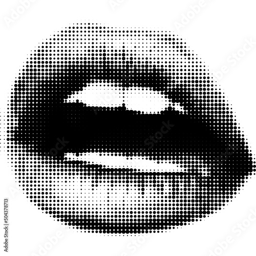 Canvas-taulu retro halftone vector abstract female lips