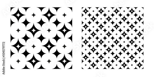 Black and white tiles. Azulejos art design. Spanish, Portugease tiles seamless pattern