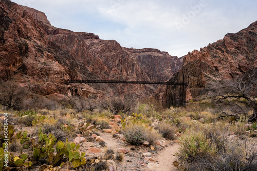 Black Bridge Connects The Two Sides of The Grand Canyon