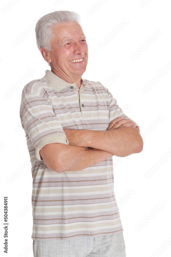 Portrait of senior man with crossed arms on white background Portrait of senior man with crossed arms on white background