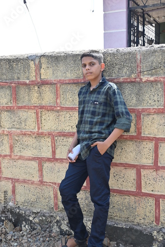 Canvas Print close up of photos of cute teenager boy trip fort in southern Maharashtra, India