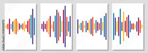 Color equalizer isolated on white background. Vector illustration. Pulse music player. Sound wave logo