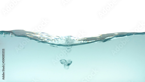 Water waves and splash with bubbles of air isolated on white background 