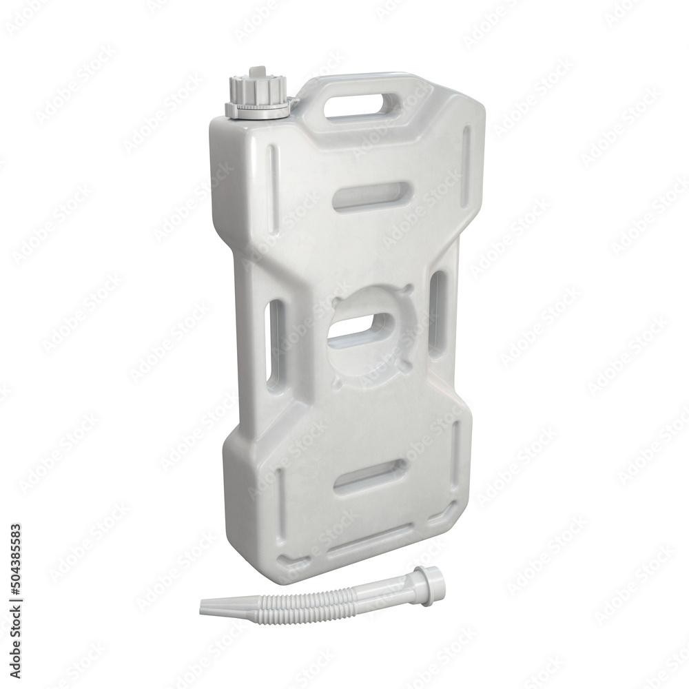 Large expedition fuel canister in white on a white background, 3d render Large expedition fuel canister in white on a white background, 3d render