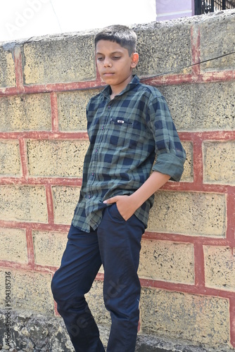 Photography close up of photos of cute teenager boy trip fort in southern Maharashtra, India