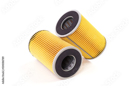 Auto parts accessories : Oil , fuel or air filter for engine car isolated on white background..