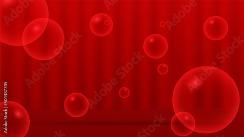 Red abstract background. Abstract composition of 3D circle. Modern geometric red background insulated black