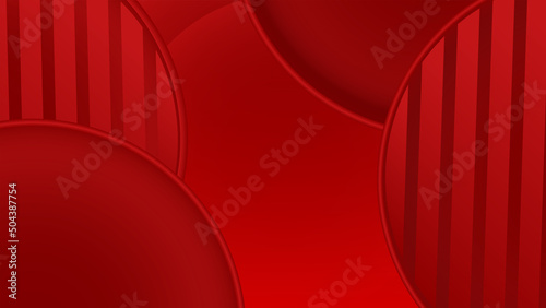 Red abstract background. Abstract composition of 3D circle. Modern geometric red background insulated black