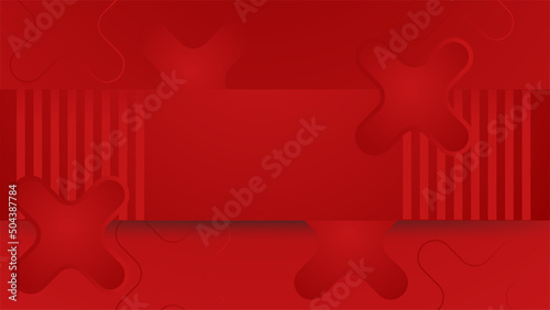Red abstract background. Abstract composition of 3D circle. Modern geometric red background insulated black