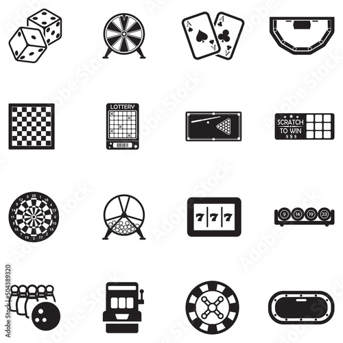 Entertainment Icons. Black Flat Design. Vector Illustration.