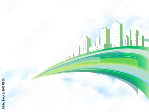 City in the sky 2 with the green colour tone shows the feeling of eco & ecology vector illustration graphic EPS 10