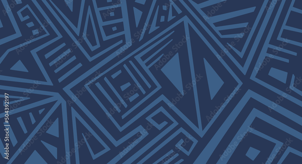 Blue Ethnic Aztec Pattern Background
