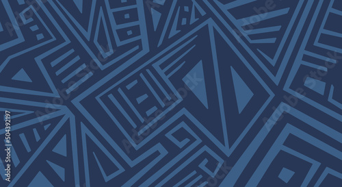 Blue Ethnic Aztec Pattern Background