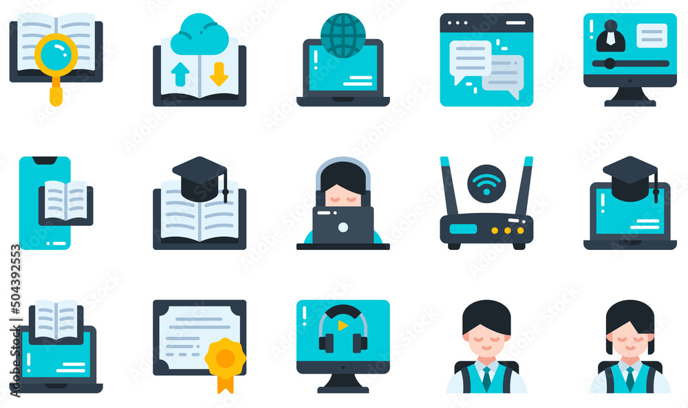 Set of Vector Icons Related to Online Learning. Contains such Icons as Interactive, Learning, Listening, Online Education, Online Learning, Student and more. Set of Vector Icons Related to Online Learning. Contains such Icons as Interactive, Learning, Listening, Online Education, Online Learning, Student and more.