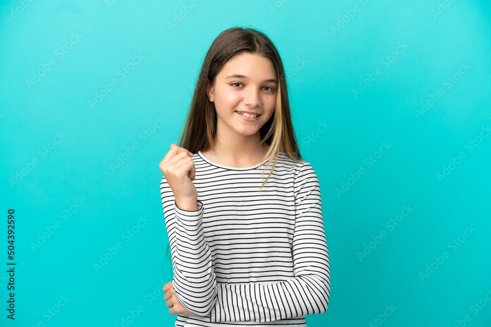 Little girl over isolated blue background laughing Little girl over isolated blue background laughing
