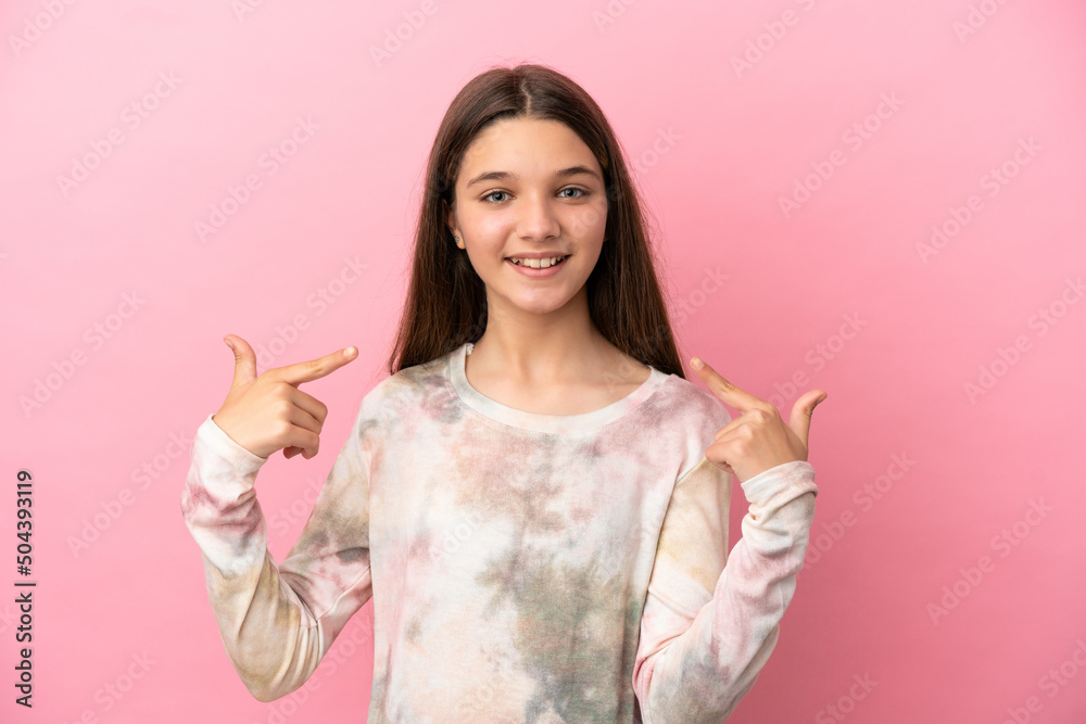 Little girl over isolated pink background giving a thumbs up gesture Little girl over isolated pink background giving a thumbs up gesture